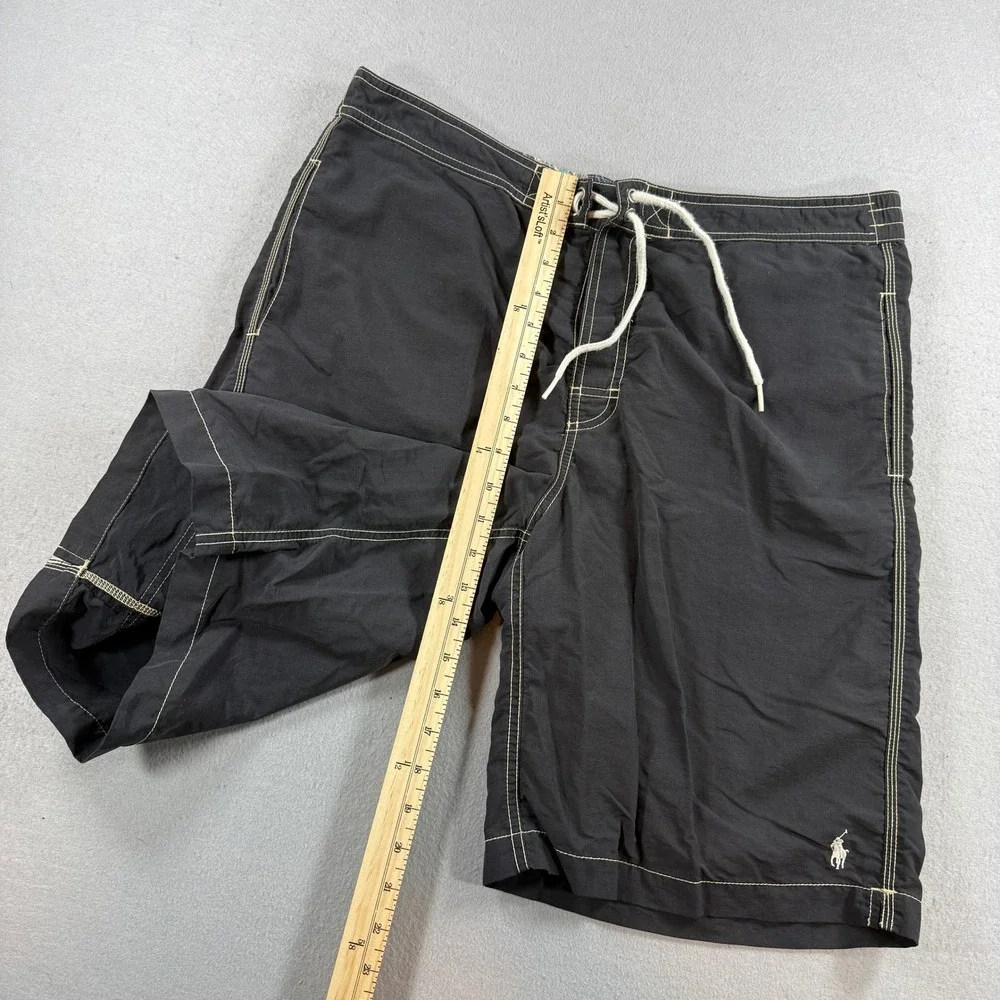 Polo Ralph Lauren Board Shorts Mens 34 Black Cargo Pocket Swim Trunks Beach Surf